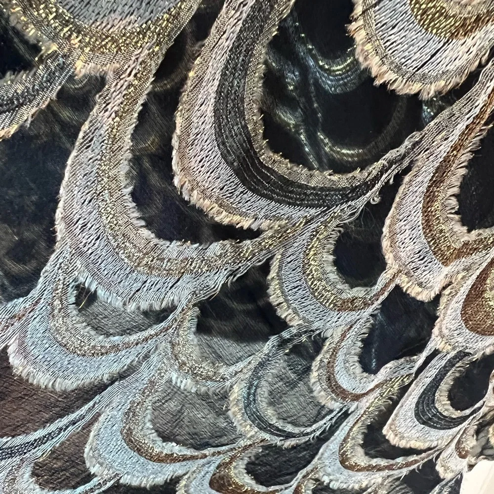 Loeffler Randall black and gold cape dress